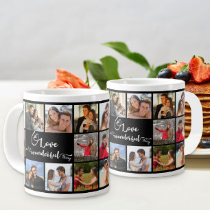 Kärlek Quote 20 Square Photo Collage Black Jumbo Mugg