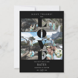 Kärlek Quote Black Trendig Collage Bröllop 6 foton Tack Kort