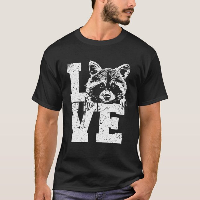 Kärlek Raccoon Animal Sopor Panda Cute Raccoon 1 T Shirt (Framsida)