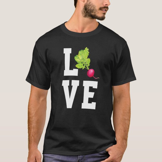 Kärlek Radish Cute Vegetable Vegan Radish T Shirt (Framsida)
