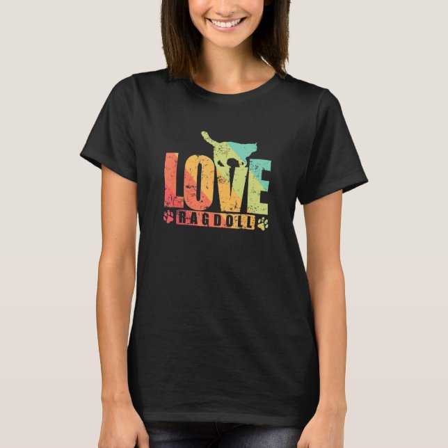 Kärlek Ragdoll husdjur katt ras T Shirt (Framsida)
