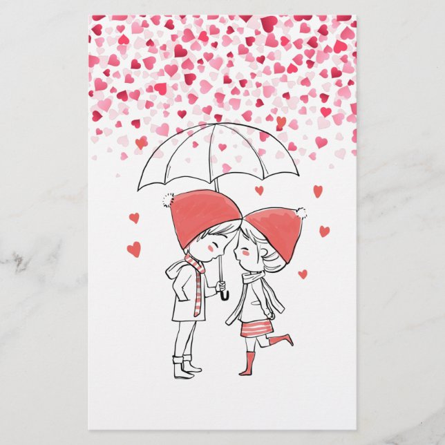 Kärlek Rain Brevpapper (Framsida)