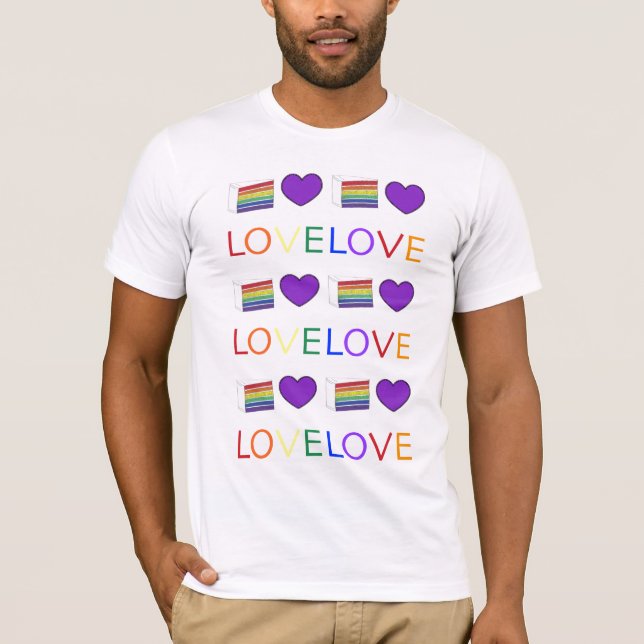 Kärlek Rainbow Bröllop Cake Gay pride Heart Tee (Framsida)
