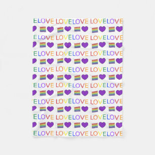 KÄRLEK Rainbow Bröllop Cake Lila Heart Gay pride Fleecefilt