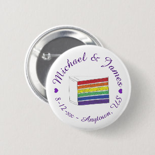 KÄRLEK Rainbow Bröllop Cake Lila Heart Gay pride Knapp