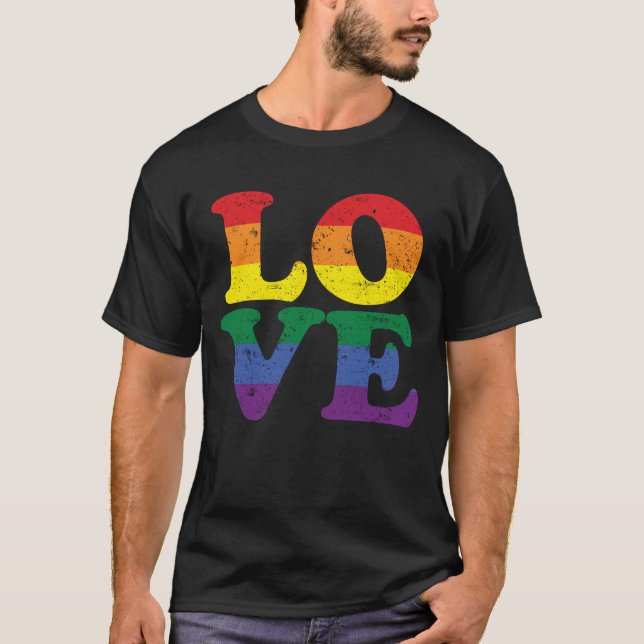 Kärlek Rainbow Flagga HGBT Gay pride T Shirt 6 (Framsida)