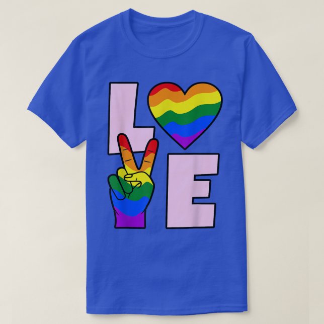 Kärlek Rainbow Flagga LGBTQ Lesbisks Pride Månadst T Shirt (Design framsida)