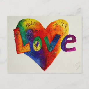 Kärlek Rainbow Glitter Heart Art-vykort Vykort