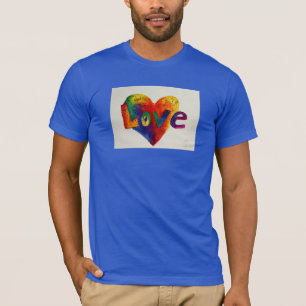Kärlek Rainbow Heart Glitter Ord Art T-Shirt