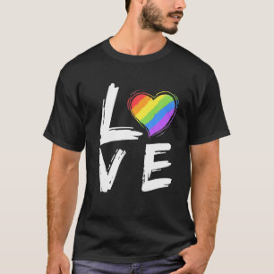 Kärlek Rainbow Heart HGBT Pride Gay Lesbisk Gifts T Shirt
