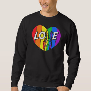 Kärlek Rainbow Heart Lgbtq Lesbisk Gay pride Homos Lång Ärmad Tröja
