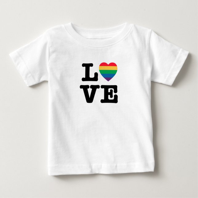 Kärlek Rainbow Heart Ord Tee (Framsida)