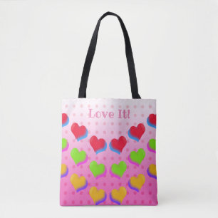 Kärlek Rainbow Hearts Cute Roligt Rosa Retro Mönst Tygkasse