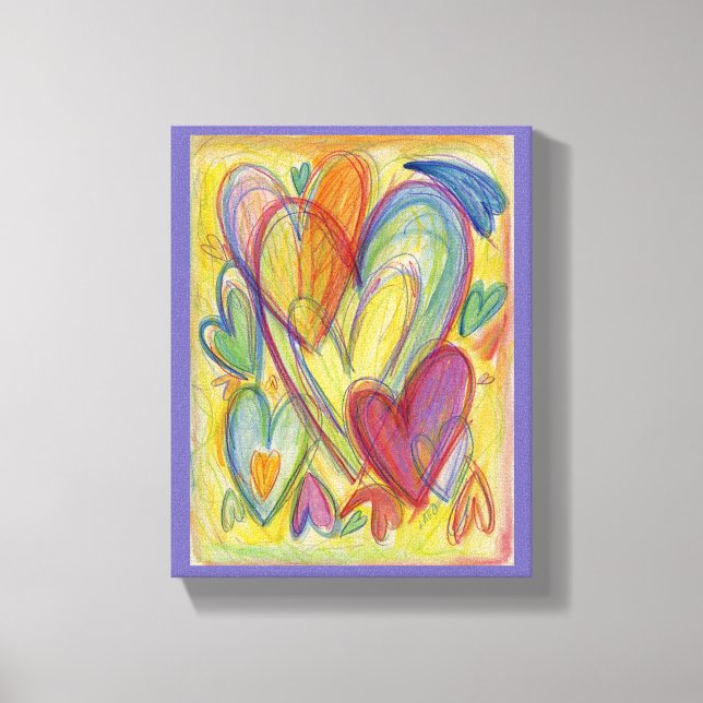 Kärlek Rainbow Hearts Painting Canvas Art Skriv ut (Framsida)
