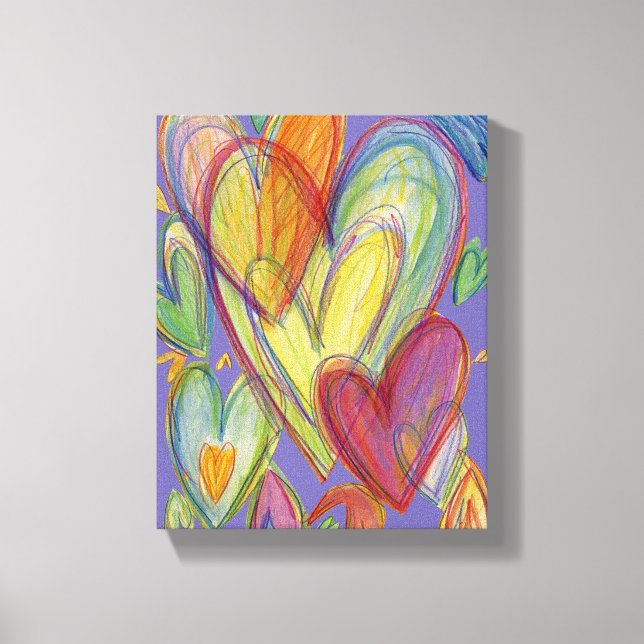 Kärlek Rainbow Hearts Painting Canvas Art Skriv ut (Framsida)
