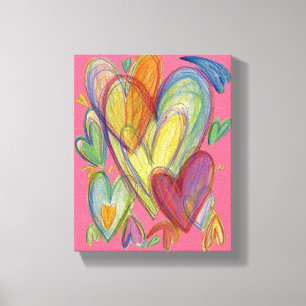 Kärlek Rainbow Hearts Painting Canvas Art Skriv ut