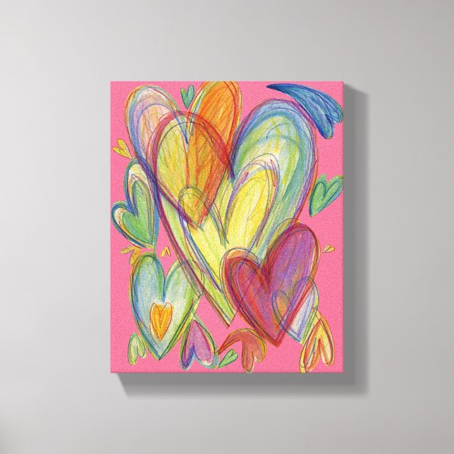 Kärlek Rainbow Hearts Painting Canvas Art Skriv ut (Framsida)