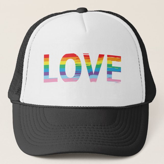 KÄRLEK Rainbow LGBTQIA Flagga, Gay pride Brev Keps (Framsida)