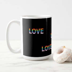 KÄRLEK Rainbow LGBTQIA Flagga, Pride Brev Kaffemugg