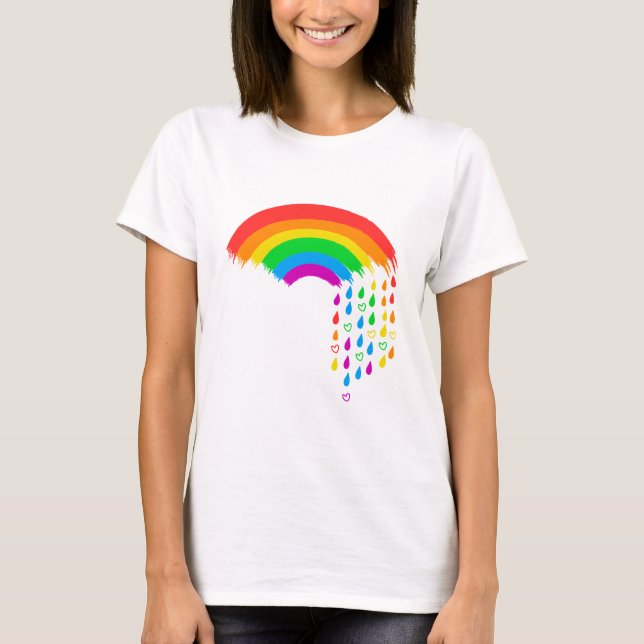 Kärlek Rainbow Rain Pride Shirt - HGBTQ+ T (Framsida)
