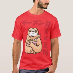Kärlek Ramen Anime Noodles Kawaii japansk Sloth Sk T Shirt