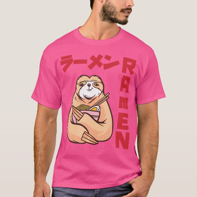 Kärlek Ramen Anime Noodles Kawaii japansk Sloth Sk T Shirt (Framsida)