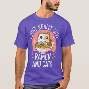Kärlek Ramen Cat Kawaii Anime Jape Noodles Otaku T Shirt