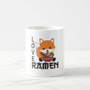 Kärlek Ramen Cute Fox Kawaii Foxes Kaffemugg