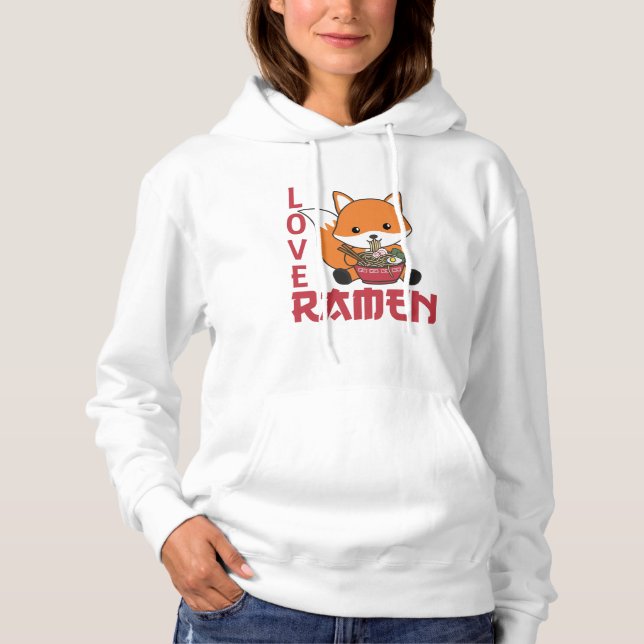 Kärlek Ramen Cute Fox Kawaii Foxes T Shirt (Framsida)