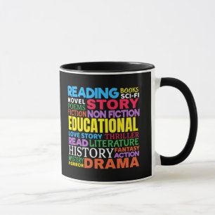 Kärlek Reading Bokar - Genre Ord Art Mugg