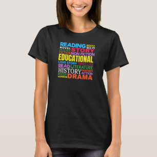 Kärlek Reading Bokar - Genre Ord Art T Shirt