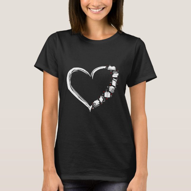 Kärlek Reading Bokar Heart Bild T Shirt (Framsida)