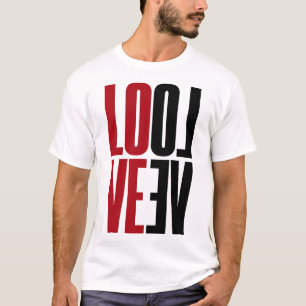 Kärlek Red Black High Typography Lodrät Spegel T Shirt