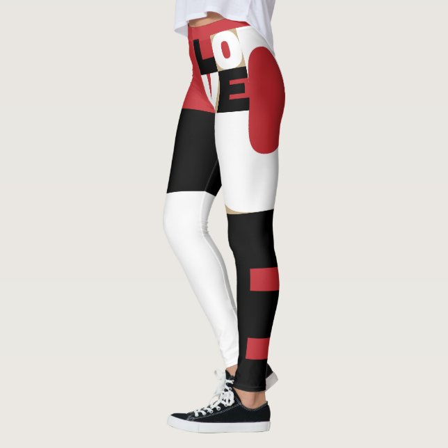 Kärlek Red Black White Original Dynamic Trendig Gi Leggings (Vänster)