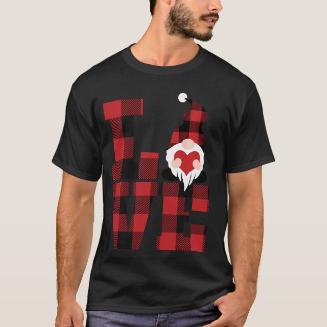 Kärlek Red Buffalo Play Valentines day Gnome T Shirt (Framsida)