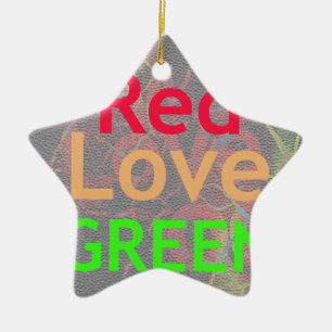 KÄRLEK RED GOLDEN GRÖNT JULGRANSPRYDNAD KERAMIK