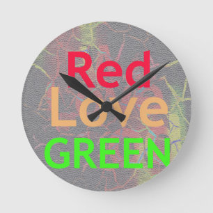 KÄRLEK RED GOLDEN GRÖNT RUND KLOCKA