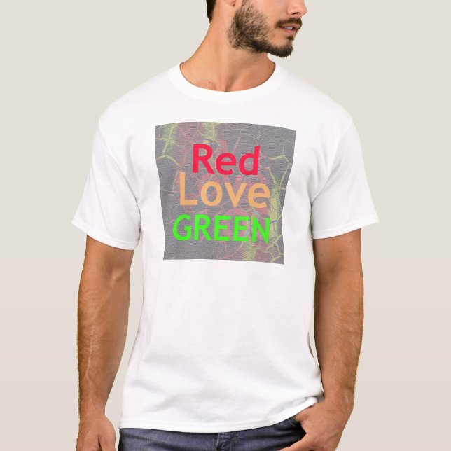 KÄRLEK RED GOLDEN GRÖNT T-SHIRT (Framsida)