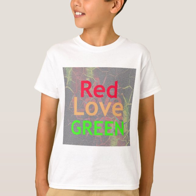 KÄRLEK RED GOLDEN GRÖNT T-SHIRT (Framsida)