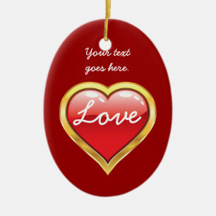Kärlek Red Golden Heart Valentine Day ornament