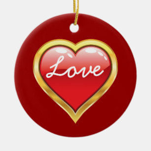 Kärlek Red Golden Heart Valentine Day ornament
