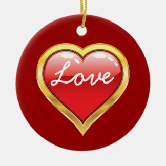 Kärlek Red Golden Heart Valentine Day ornament
