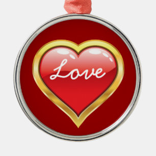 Kärlek Red Golden Heart Valentine Day ornament