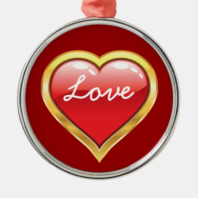 Kärlek Red Golden Heart Valentine Day ornament (Framsidan)