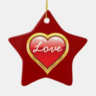 Kärlek Red Golden Heart Valentine Day ornament