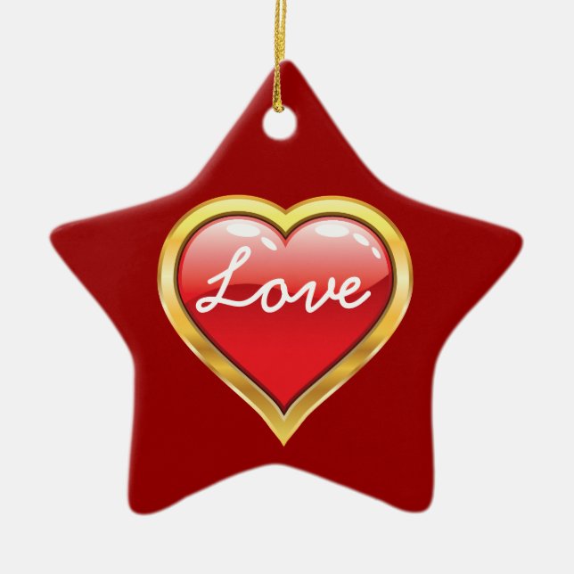 Kärlek Red Golden Heart Valentine Day ornament (Framsidan)