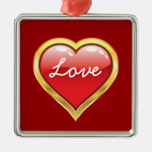Kärlek Red Golden Heart Valentine Day ornament