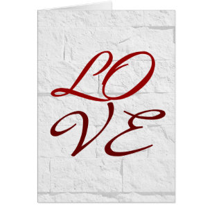 Kärlek Red Grått Script Wall Greeting Card Hälsningskort