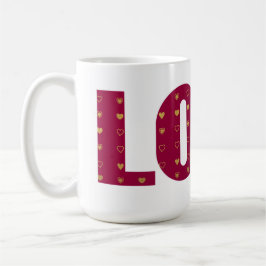 KÄRLEK Red Guld Hearts Valentine Couple Kaffemugg