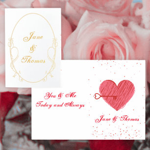 Kärlek Red Heart Romantic Vintage Valentines day Folierat Kort